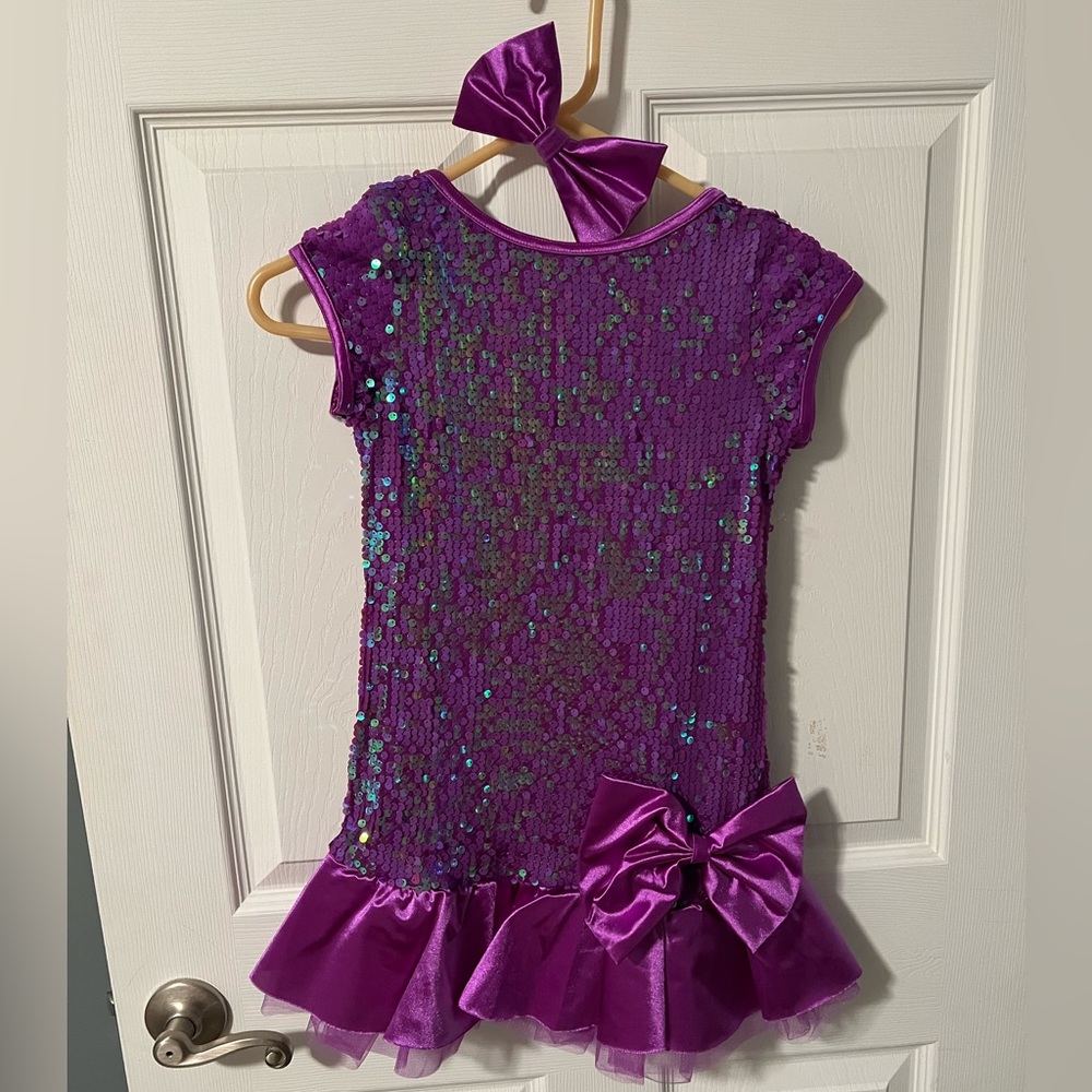 Purple sequins jazz dance costume